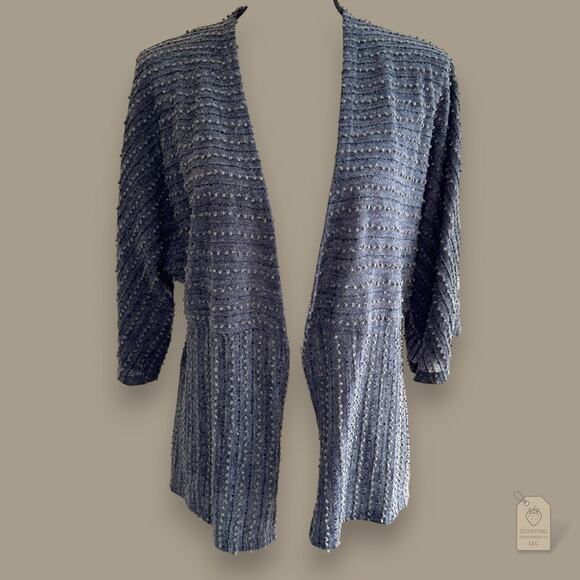 600 West Women’s Open Front Cardigan Sweater Black Gray Sequin Detail Medium - Picture 1 of 8